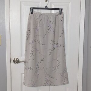 Vintage Cricket Lane Collection‎ Floral Midi Elastic Waist Polysilk Skirt Size 8